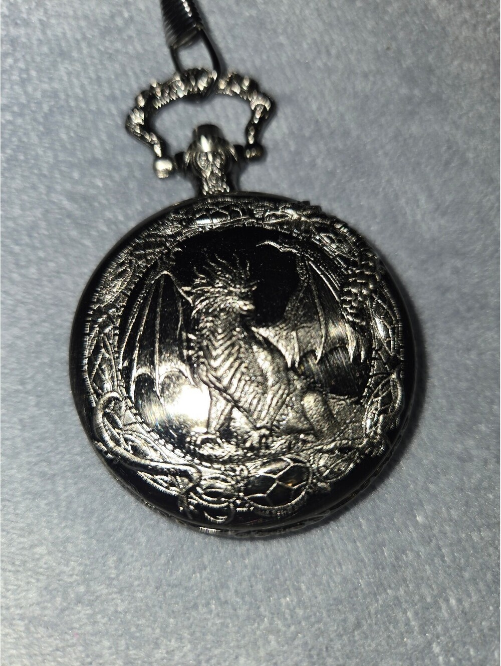 New Bronze/steel Dragon Pocket locket & Miniature Dice Set for D&D